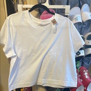PINK Victoria's Secret White Crop Top Relaxed Fit Crew Neck